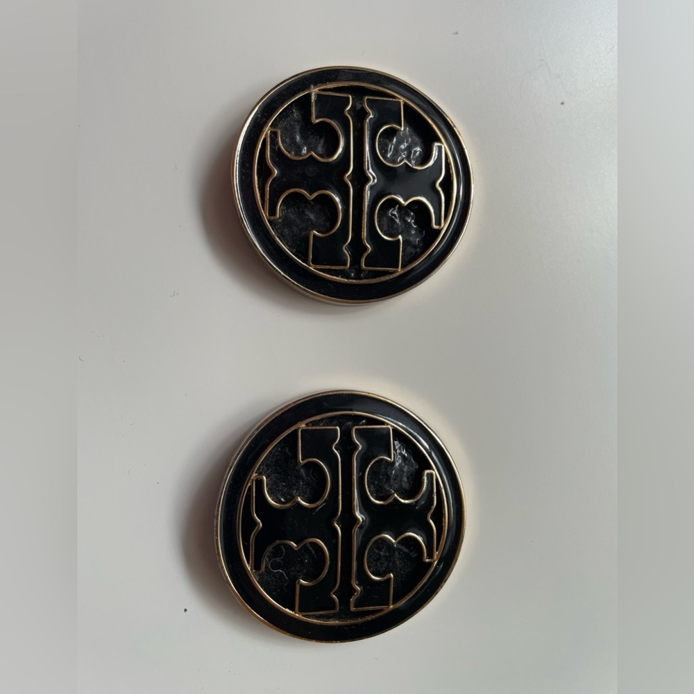 Tory Burch Black and Gold Double Metal T’s